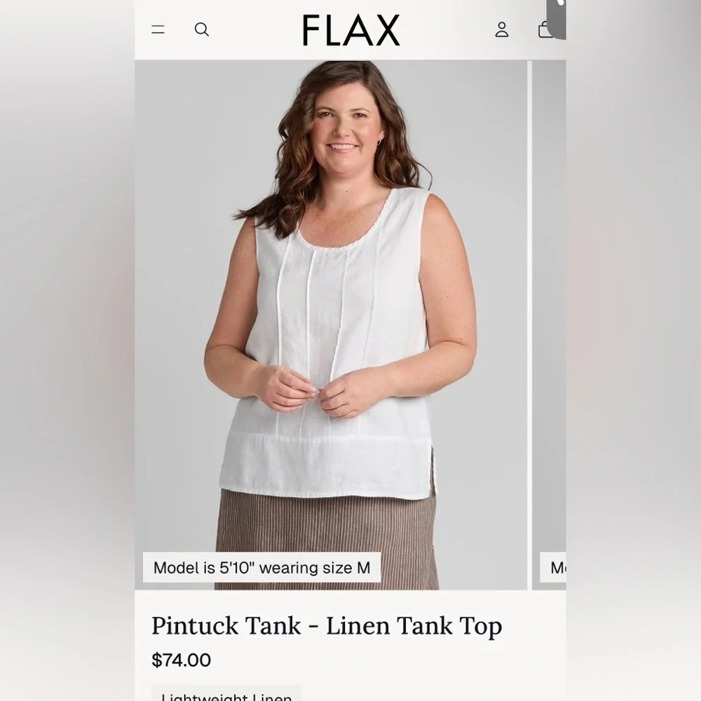 Flax Pintuck Tank linen top - Picture 2 of 4